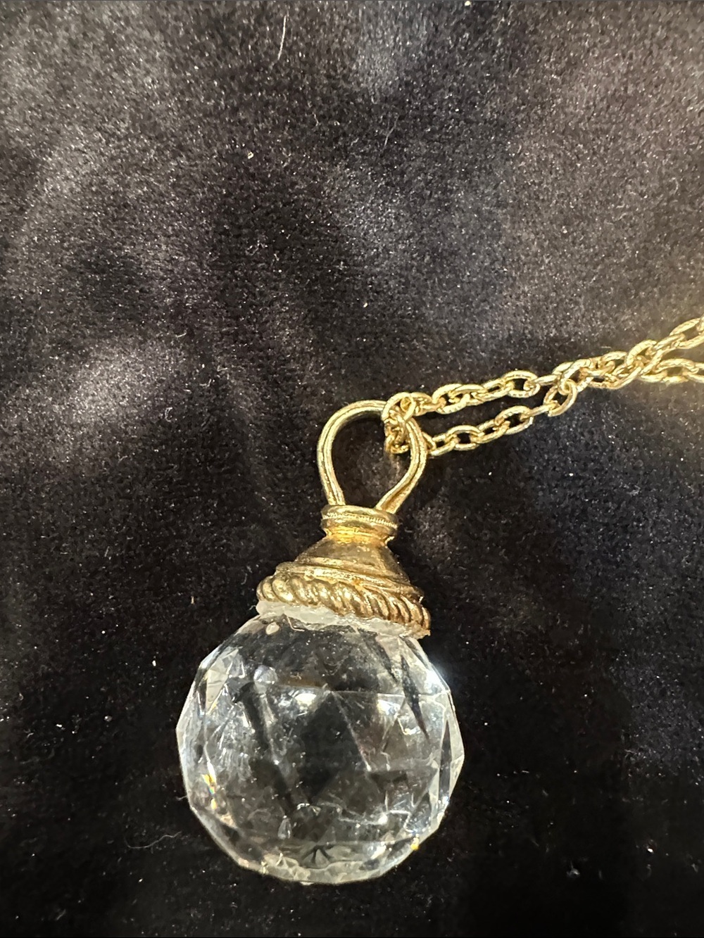 Gold-Tone Crystal Ball Pendant Necklace - Clear
